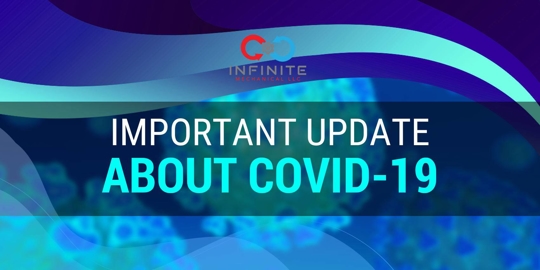 eye-catching banner on a website, likely alerting visitors to important COVID-19 updates