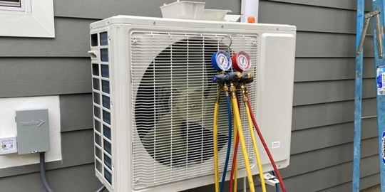exterior of a heat pump unit